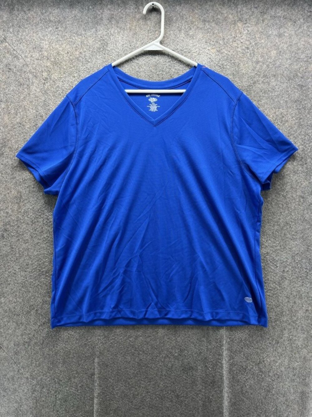Reel Legends Shirt Mens 2XL Blue Short Sleeve V-Neck Fishing Performance Top